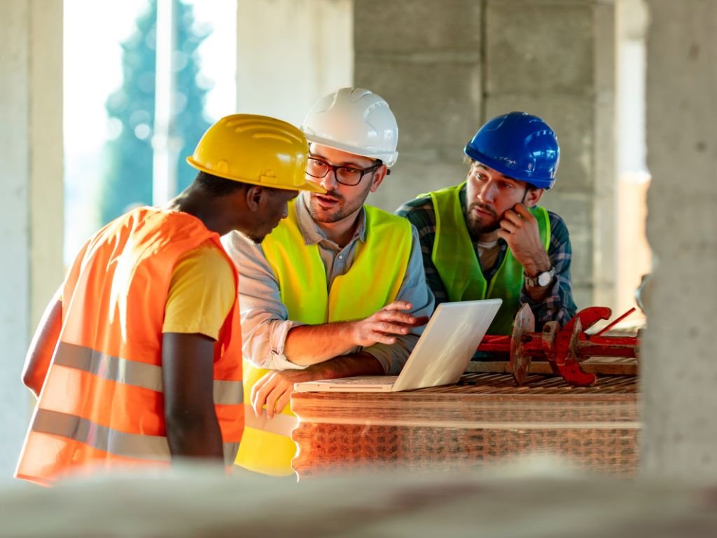 Team of Builders in Yellow Safety Helmets